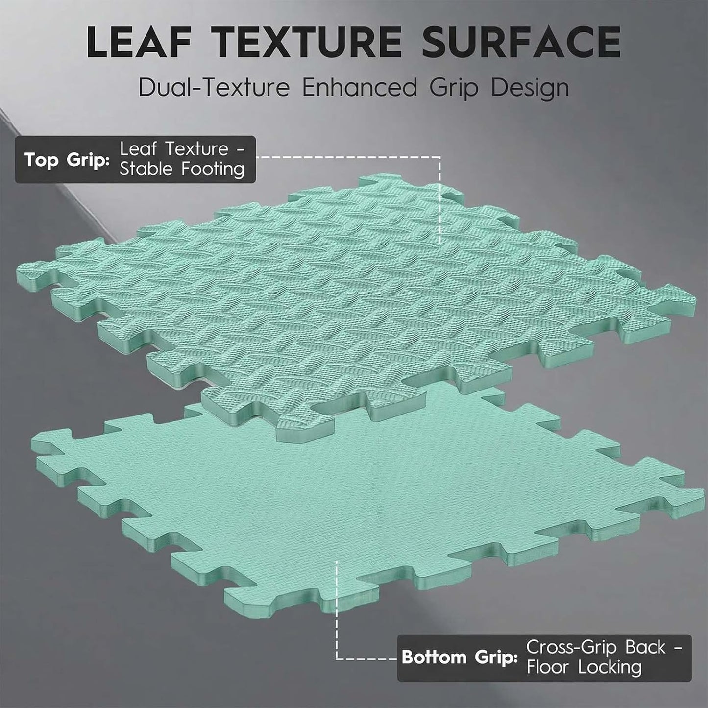 18 Tiles Puzzle Exercise Mat, 12.6" x 12.6" x 0.4", 18 Sq Ft EVA Interlocking Foam Floor Tiles, Non-Slip, Protective, Water-Resistant Flooring for Home Gym & Workout Equipment