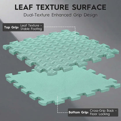 18 Tiles Puzzle Exercise Mat, 12.6" x 12.6" x 0.4", 18 Sq Ft EVA Interlocking Foam Floor Tiles, Non-Slip, Protective, Water-Resistant Flooring for Home Gym & Workout Equipment