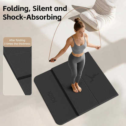 Extra Thick 10mm Foldable Yoga Mat, SGS Certified POE Non-Slip Mat, Multi-Purpose Exercise & Fitness Mats for Studio or Home