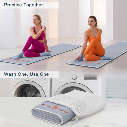 Upgraded Yoga Mat Towel with Bonus Grip Socks Elegant Embroidered Design, 1-Second Sweat Absorption & Non-Slip | Machine Washable Microfiber | Hot Yoga, Pilates | 73''*27.6'' | Orchid Purple