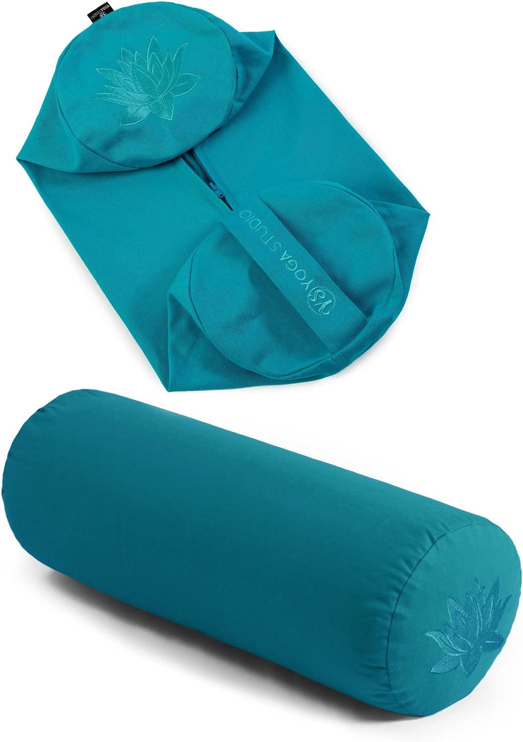 Yoga Studio Spare Organic Cotton Bolster Covers With Handle And Zipper (Aqua)