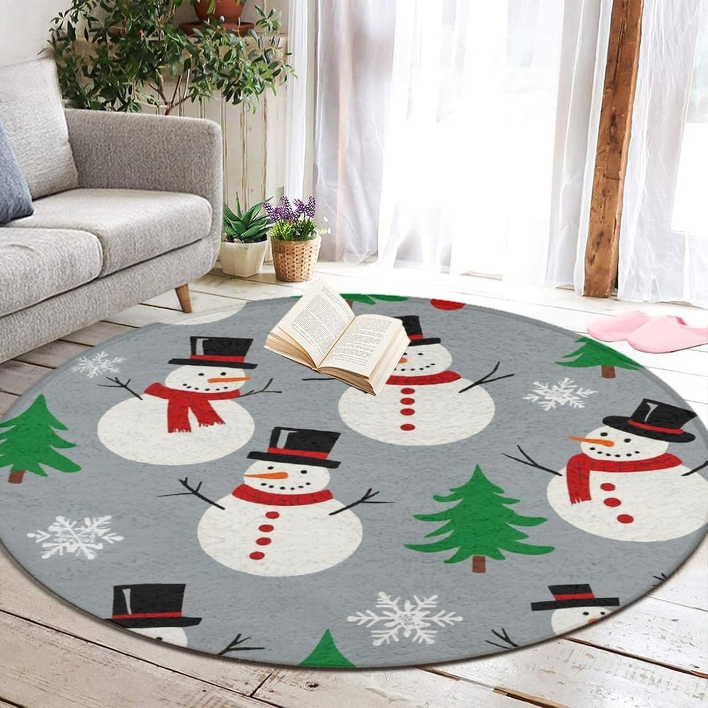 Soft Round Yoga Carpet, Office Chair Decor Round Mat for Carpet and Hardwood Floors Purple Butterfly