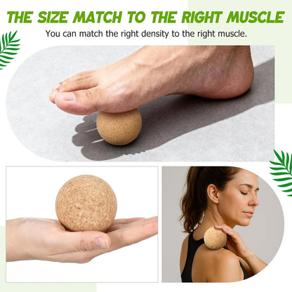 TrelaCo Cork Massage Balls Set of 2 for Fascia Release After Exercise Yoga Point Therapy Relax Muscles Relieve Stress Tools