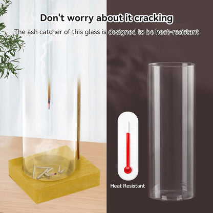 1 Pack Incense Holder for Sticks, Insence-Stick Holder Ash Catcher with Removable Glass [Anti-Ash Flying], Mess-Free Incense Burner Holder, Perfect for Meditation Yoga Relaxation, Home Decor