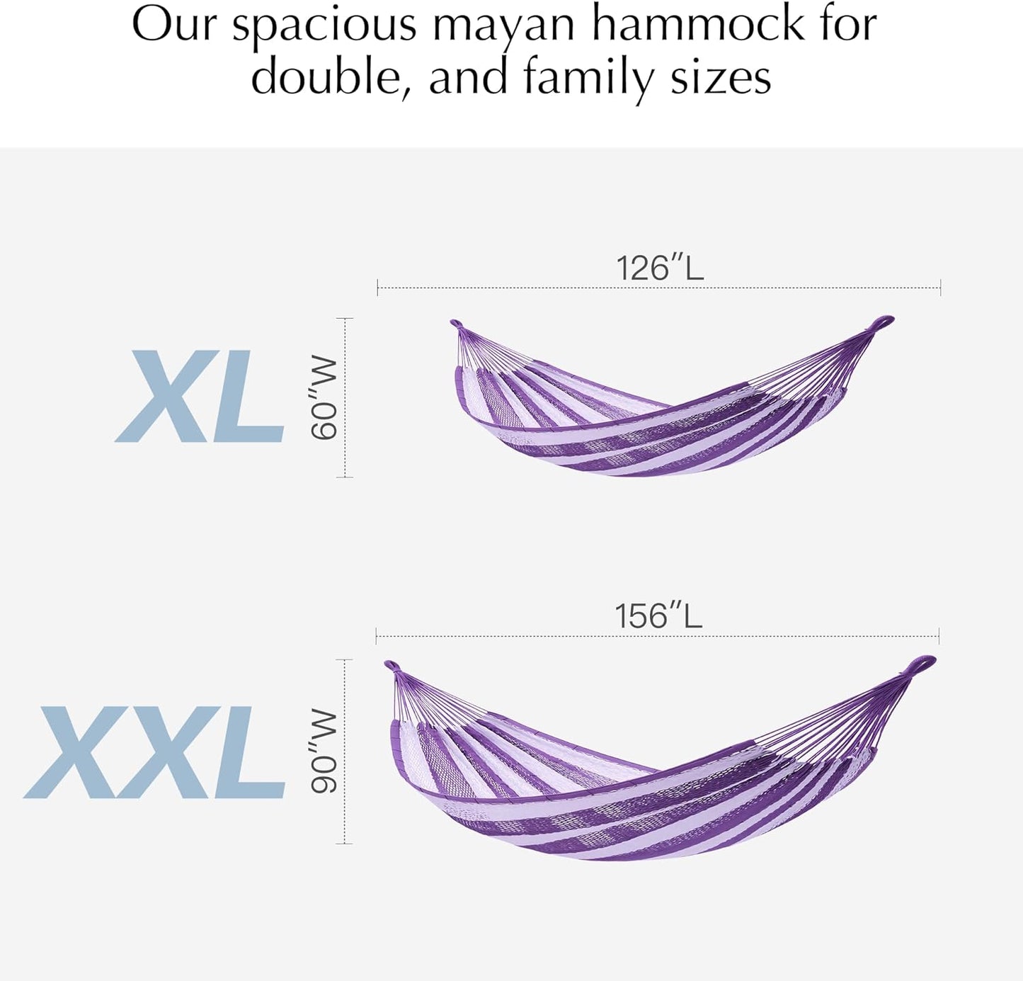 PNAEUT Handwoven Mayan Hammocks, Double Rope Hammock for Outdoor Outside & Indoor, Thick Soft 600 lbs Capacity Heavy-Duty, Includes Tree Straps, Carabiners & Carrying Bag (Nature, X-Large)