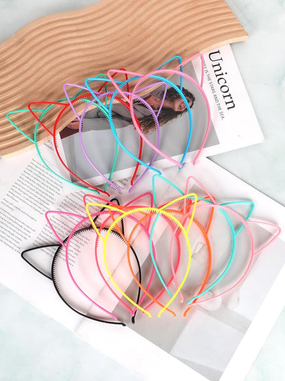 12 Pcs Cat Ears Headband, Plastic Party Headbands, Birthday Party Favors for Cosplay, Makeup, Yoga and Photo Props - Colorful