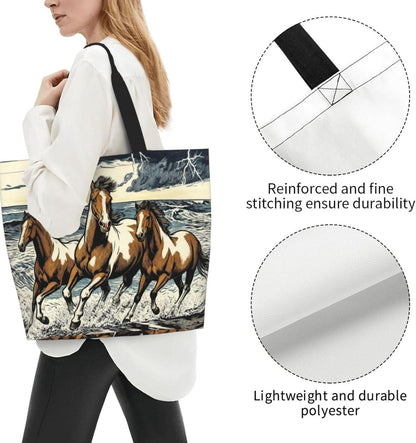 Tote Shoulder Bag Large Durable Reusable Eco-friendly Handbag Lightweight Stylish for Daily Use-19.7x15.7x5.9 Inch - Colors A