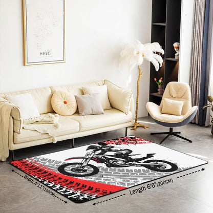 Feelyou Dirt Bike Area Rug 3x5 Kids Extreme Sports Green Honeycomb Living Room Rugs for Bedroom Boys Girls Teens Racing Motocross Rider Decorative Carpet Rug Non-Slip Motorcycle Indoor Floor Mat