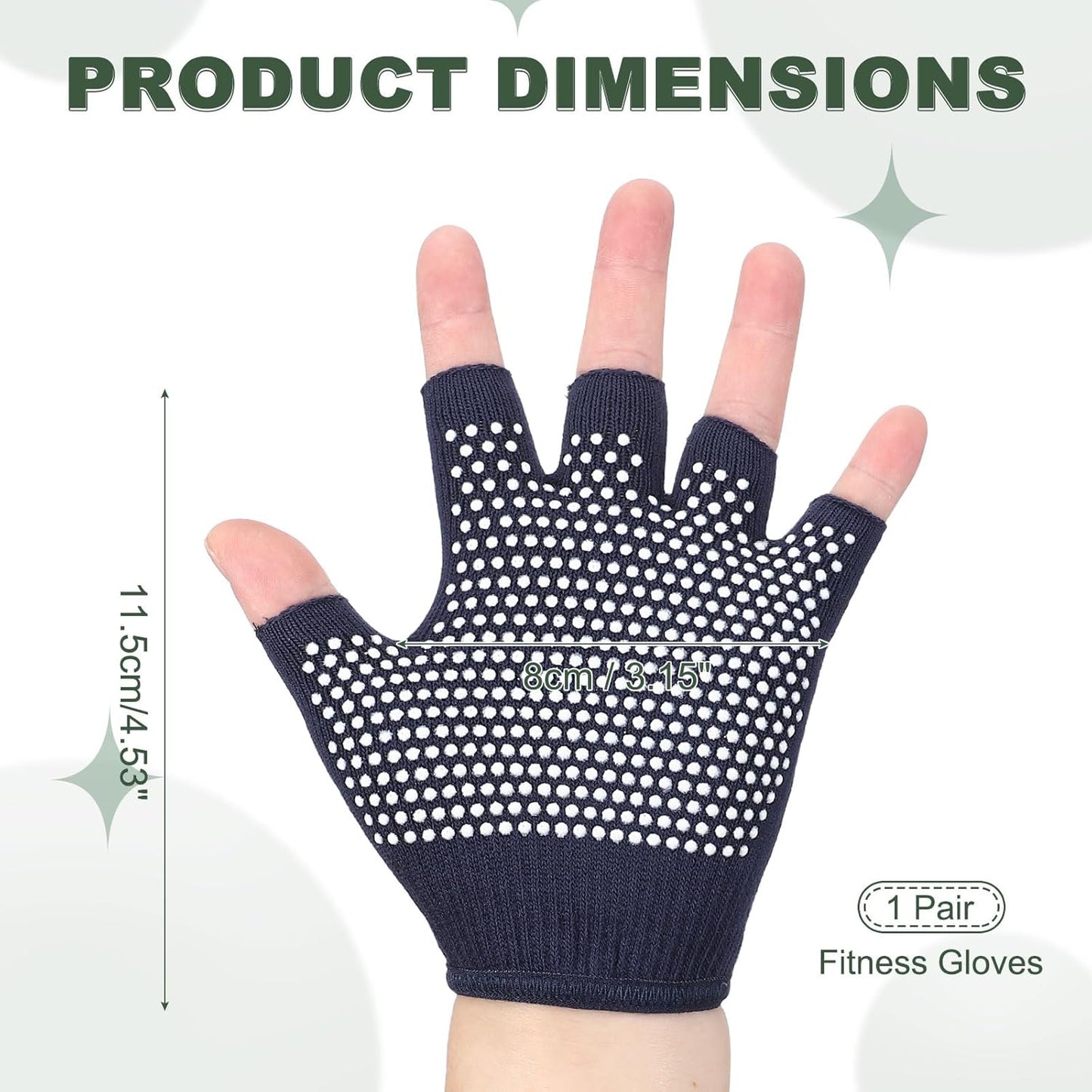 Yoga Gloves, Non Slip Fingerless Pilates Gloves Breathable Exercise Workout Mittens