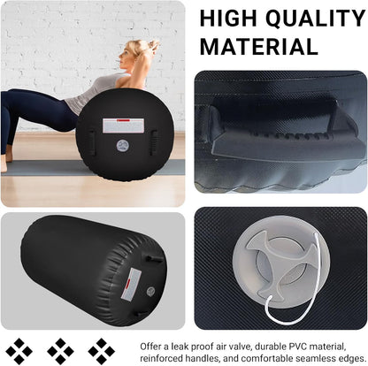 CZGBRO Gymnastics Barrel Air Roller with Pump, Inflatable Tumbling Equipment Air Mat Octagon Mat for Backhandspring Training Cheerleading Home Use