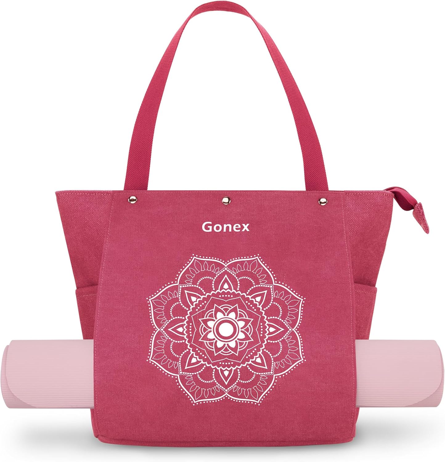 Gonex Yoga Mat Bag, Yoga Gym Bag Tote Bag with Multi Pockets For Women Men, Canvas Yoga Mat Carrier Take in Out Mat Easily For Pilates Travel Workout Office