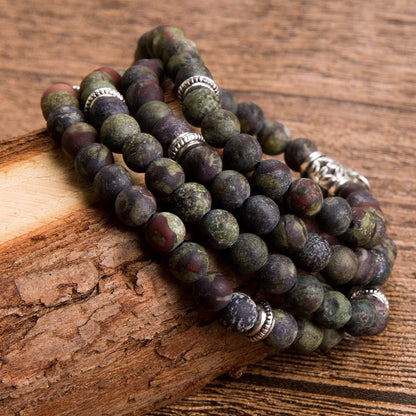 Bivei 108 Mala Beads Necklace Long Beaded Wrap Bracelets Genuine Gemstone Mala Prayer Beads Lotus Buddha Charm Yoga Meditation Necklace