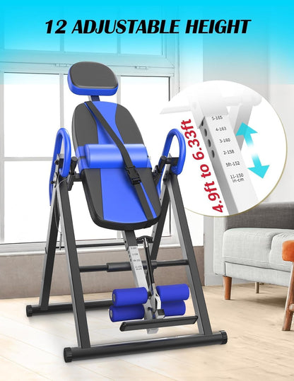 YOLEO Gravity Inversion Table for Back Pain Relief 2026 New Inversion Table w/Lumbar Support Easy to Assemble Back Stretcher Machine 300 lbs