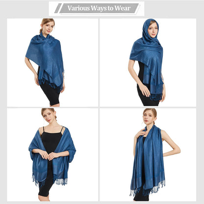 vimate Silky Paisley Pashmina Shawl Scarf-Women's Soft Double-side Jacquard Pashminas Wrap for Evening Dress Travel Shawl