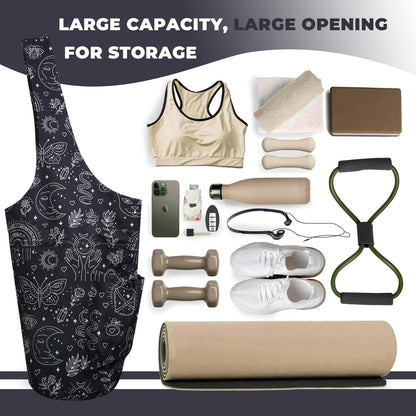 Yoga Mat Bag Carrier for Women Workout Large Waterproof with Zipper Pocket, Keychain and Wide Shoulder Straps