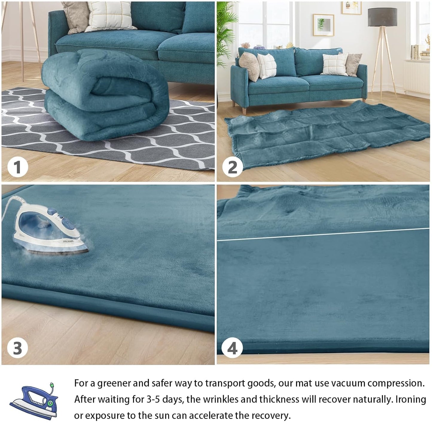 Baby Play Mat for Floor Nursery Rug Muscle Mat Area Rug Playroom Rug 79"x110" Playpen Mat Memory Foam 1.3" Thick Crawling Mat For Babies,Toddlers, Infants, Kids,Grey