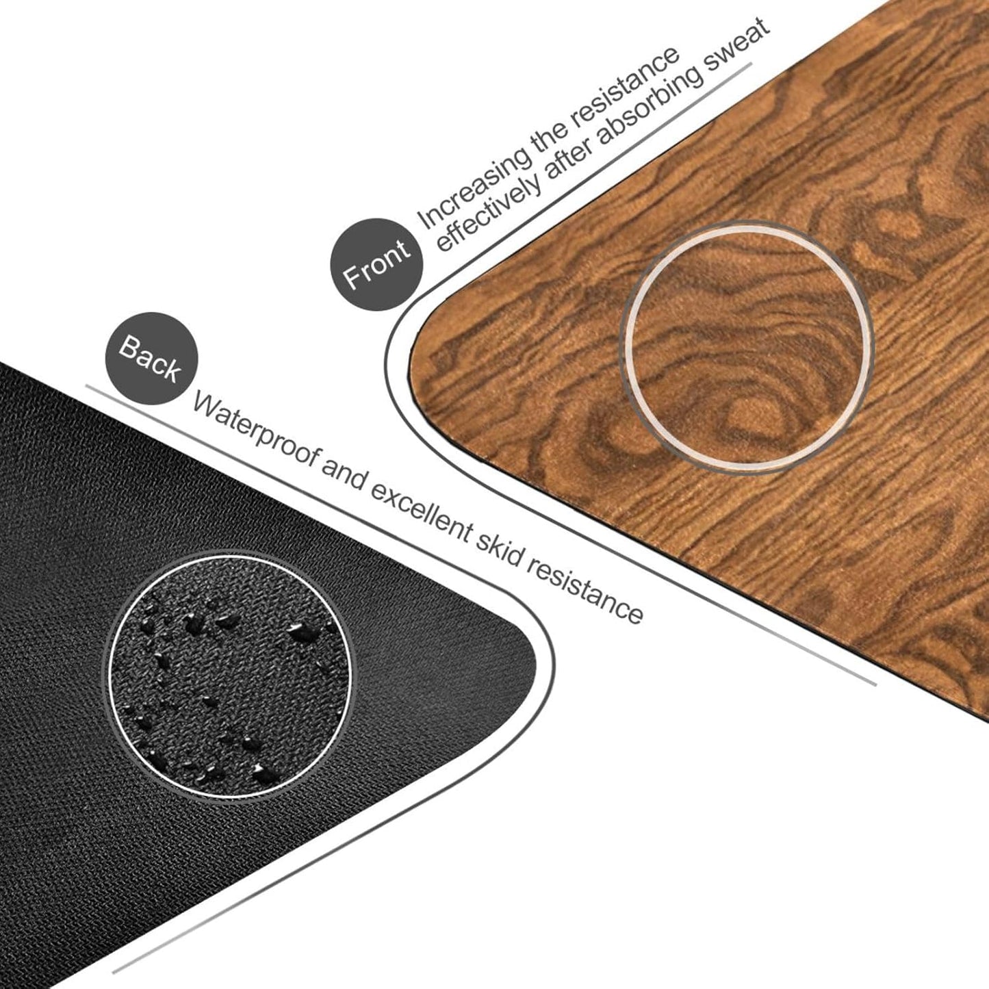 Kigai Travel Yoga Mat 71" x 24" Non Slip Natural Rubber Foldable Exercise Mat Ultra Thin 1.5mm Lightweight for Fitness, Pilates & Home Workout, Wood Print