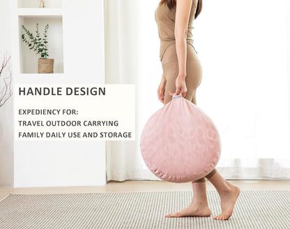 Meditation Cushion, Comfortable Meditation Pillow with Peacock Feather Jacquard Cover. Buckwheat Hull Filled Zafu Floor Pillow 16 * 16 * 5 in