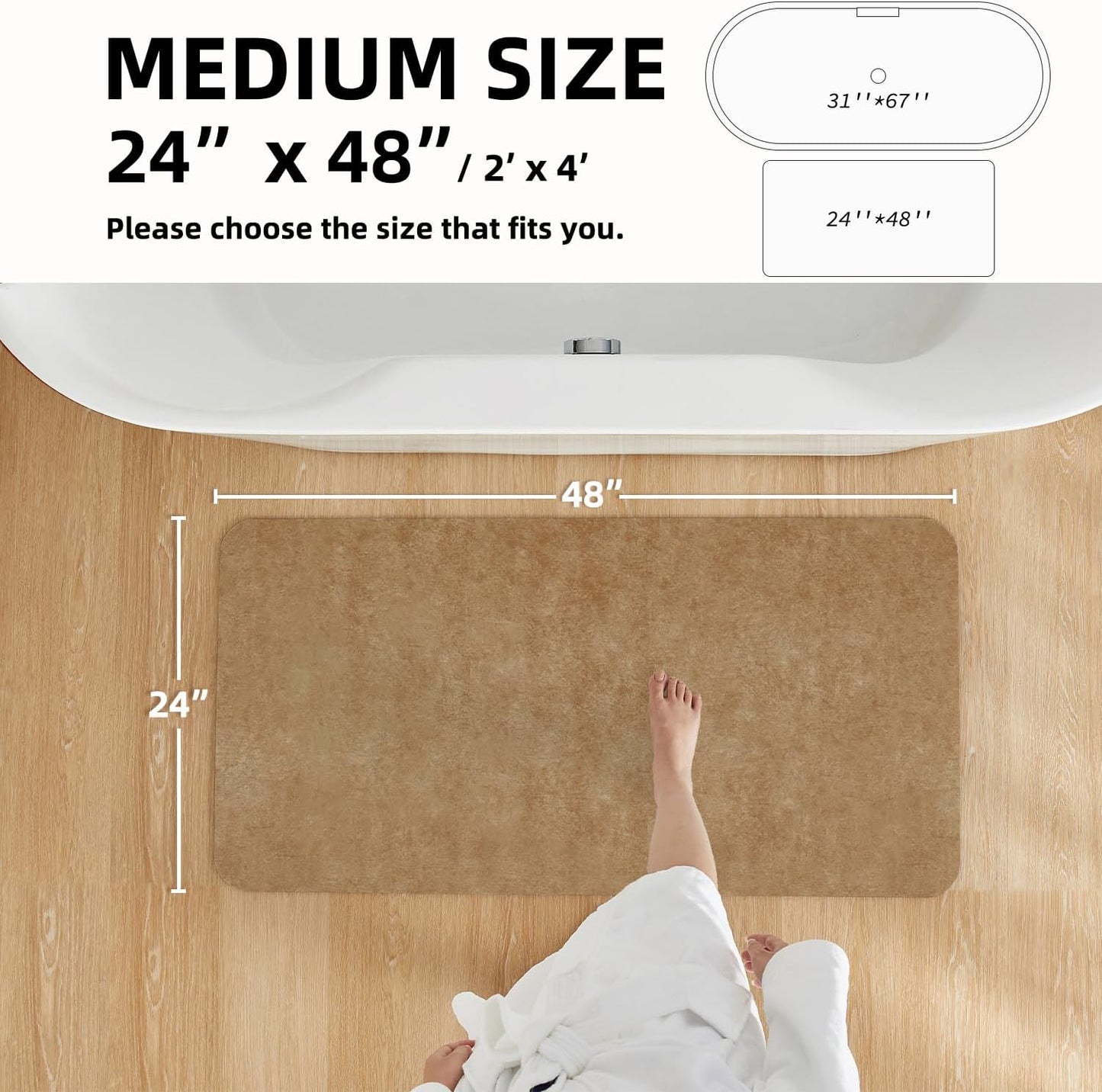 TYUU Bath Mat, Bathroom Rugs Non Slip Washable Thin Absorbent Quick Dry Bath Mat Fits Under Door Bathroom Floor Mat Perfect for Bath, Shower, or Sink 24"x36" Dark Grey