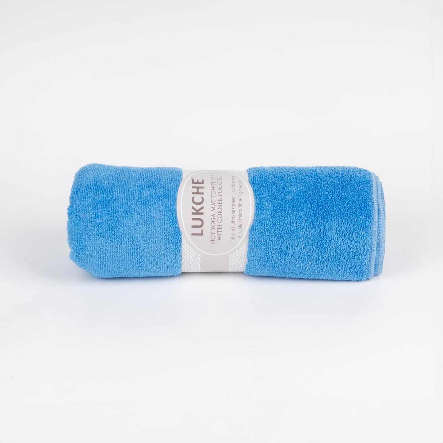 Yoga Towel, Non Slip Hot Yoga Mat Towel with Corner Pockets, Sized 25"x73", 100% Microfiber Sweat Absorbent, Perfect for Hot Yoga, Bikram, Pilates and Yoga Mats (Blue)