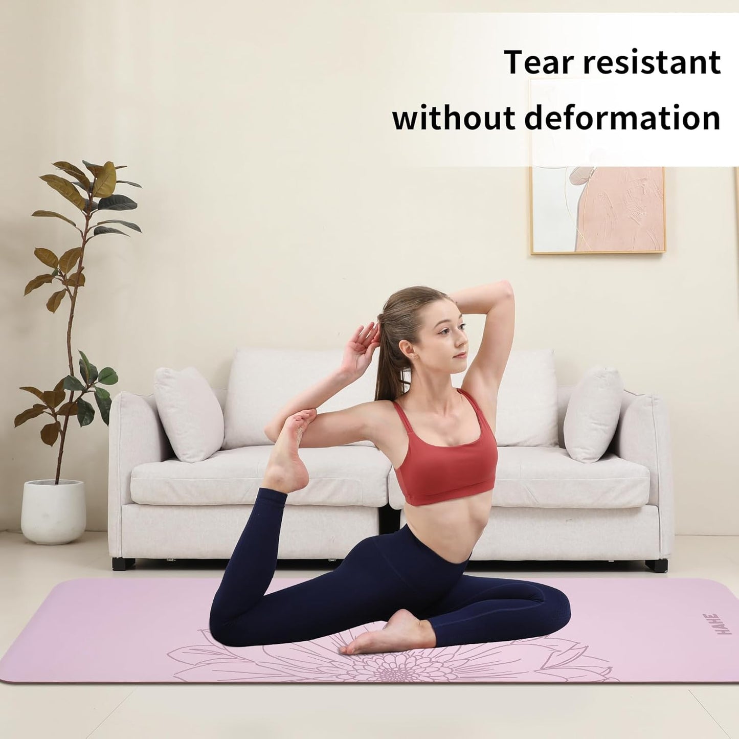 HAHE Yoga Mat Thick (8MM,1/3"), Eco-Friendly POE Non Slip Yoga Mat, High Rebound & Shock Absorption, Anti-Tear & Sweat-Resistant for Yoga, Fitness, Home, Workouts, Large Pilates Mats 72"x24" with Carrying Strap