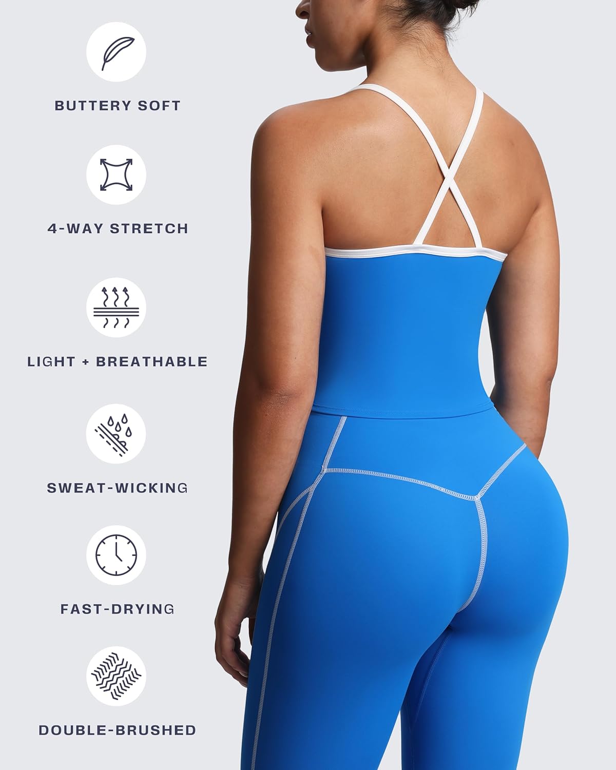 Aoxjox Women's Workout Sleeveless Color Block Lexi Tank Tops Contrasting Strap Cross Back Yoga Curve Longline Crop Top