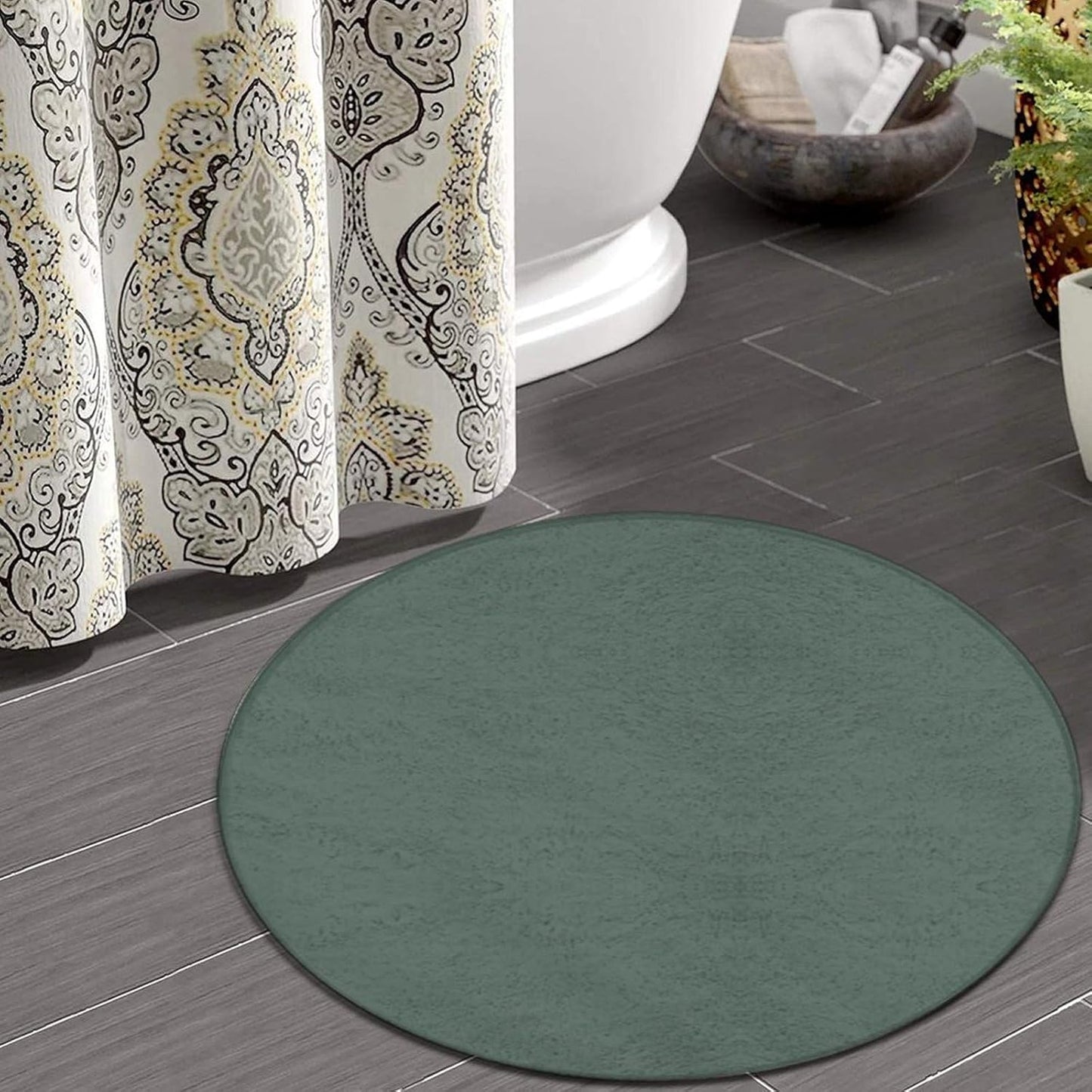Machine Washable Modern Round Area Rug, Room Sofa Yoga Soft Round Carpet, Home Decor Non Slip Kitchen Office Circle Rug Grey, 24inch