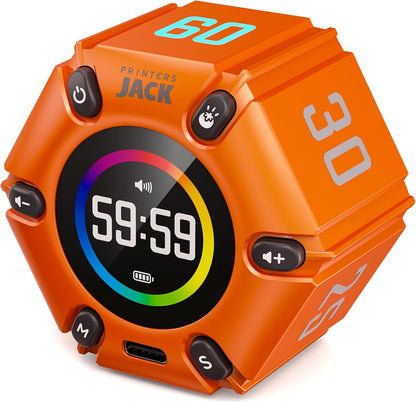Jack Pomodoro Timer - Productivity Cube, Visual Focus Timer, Mute & Vibration & Adjustable Sound Alert, for Office, ADHD, Study, Work, 3/5/10/25/30/60min & Custom Countdown - Black