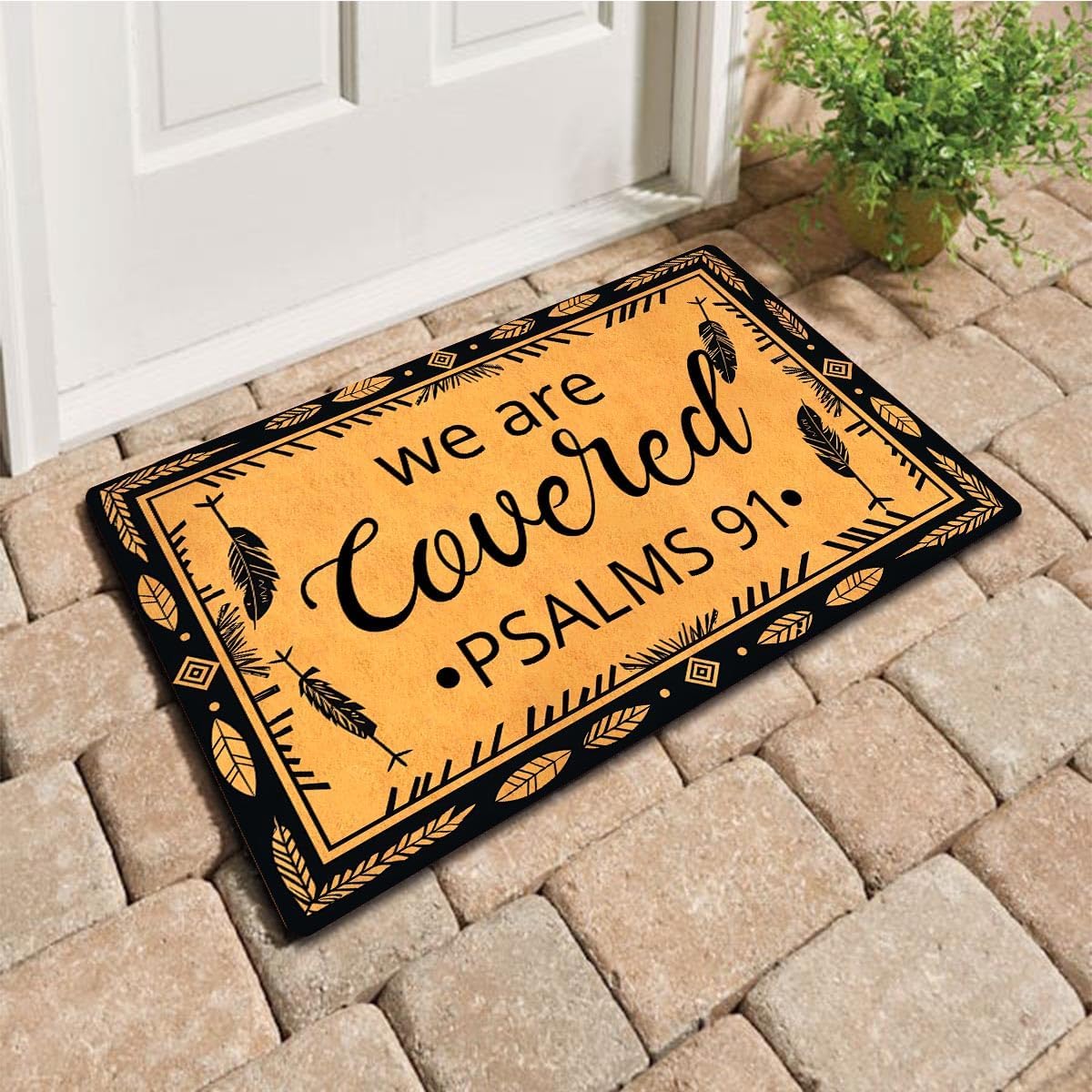 MELODADDY Funny Welcome Doormat Front Door Decor Rugs with Rubber Back 30"(L) x 18"(W) Personalized Matt Outside Entrance (Leave Your Worries At the Door Yoga Meditation Namaste)