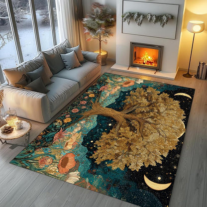 Tree of Life Area Rug – Bohemian Mandala Carpet for Living Room, Bedroom, Meditation Space, Yoga, Spiritual Home Décor – Large Soft Floor Mat for Indoor Decoration (TOL08)