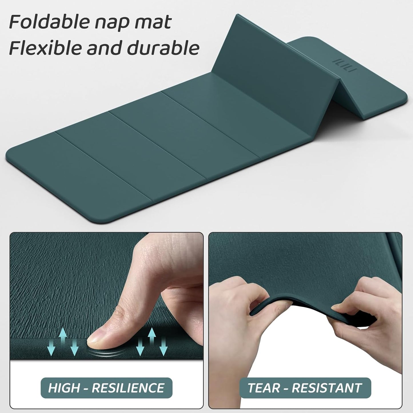 ILILI Foldable Yoga Mat 71 * 24 * 0.3'' - TPE Non-Slip Fitness Mat for Home，Waterproof & Lightweight (2lb) for Home Gym, Pilates & Stretching,Fitness Workouts