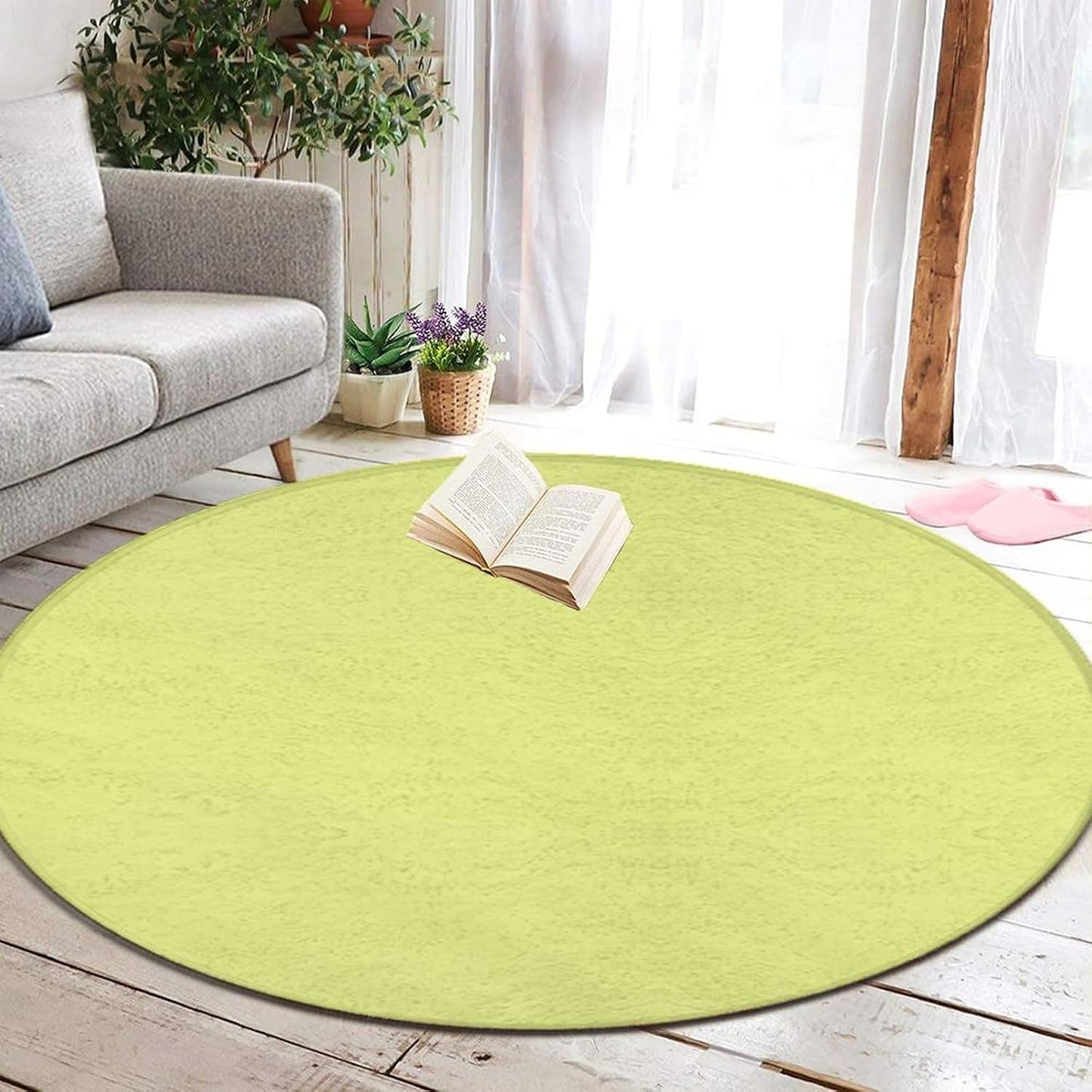 Women's Large Home Decor Mat, Soft Round Yoga Carpet, Non Slip Machine Washable Home Office Circle Rug Purple