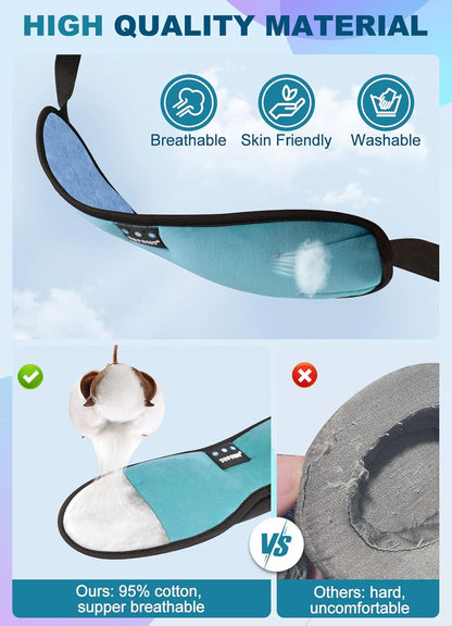 TOPOINT Sleep Mask with Headphones Bluetooth 5.4 Wireless, Sleep Headphones Earphones Earbuds with Microphone HD Speakers Music, Blackout Eye Mask for Sleeping Travel Meditation Men Women Cool Gadgets