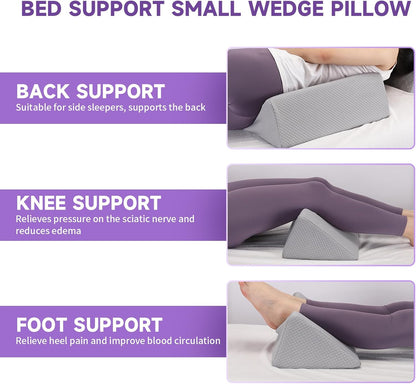 Small Wedge Pillow, Small Wedge Pillow for Sleeping, Foam Wedge for Yoga, Laptop, Memory Foam Positioning, Foam Pillow for Chair, Provide Support and Relieve Fatigue(Blue-17.7")