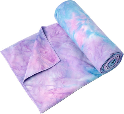 Eunzel Hot Yoga Towel Non Slip Yoga Mat Towel Non-Slip Sweat Absorbent Towel for Hot Yoga, Pilates and Workout 72" x 26.5", Blue