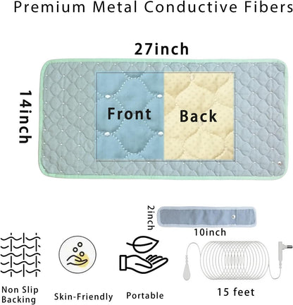 Conductive Metal Fabric Grounding Mat Set with Grounding Wristband and 15ft Cord for Bed/Desk/Floor/Feet - Machine Washable, Healthy Material to Improve Sleep and Wellness