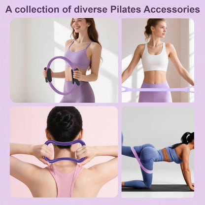 Pilates Kit, Home Pilates Equipment Set with Pilates Ring, Pilates Ball and 5 Resistance Bands, Core Strength Training Workout Kit for Flexibility & Muscle Toning