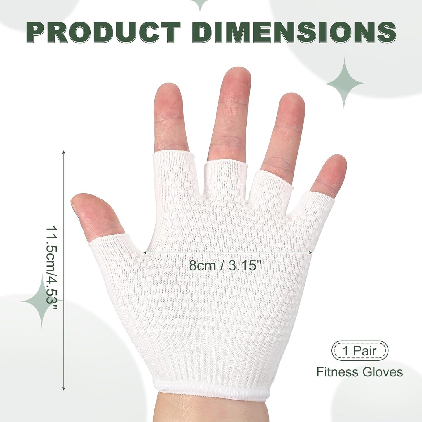Yoga Gloves, Non Slip Fingerless Pilates Gloves Breathable Exercise Workout Mittens