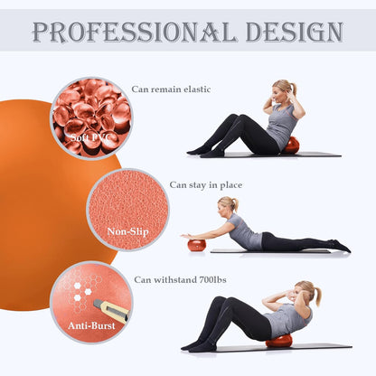 PL-0003 Soft Exercise Ball, Anti-Burst Yoga Ball Chair Supports 2200lbs PL-0003