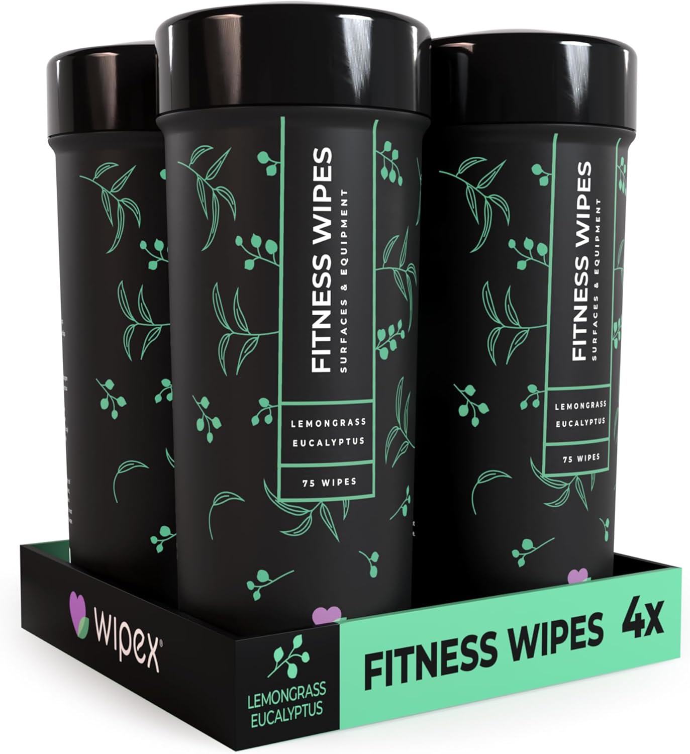 Wipex Fitness Equipment Wipes | Clean Gym Equipment, Yoga Mats, Peloton Bike Cleaner, Exercise Machine Wipes | Lemongrass, Eucalyptus, 75 Ct Canister
