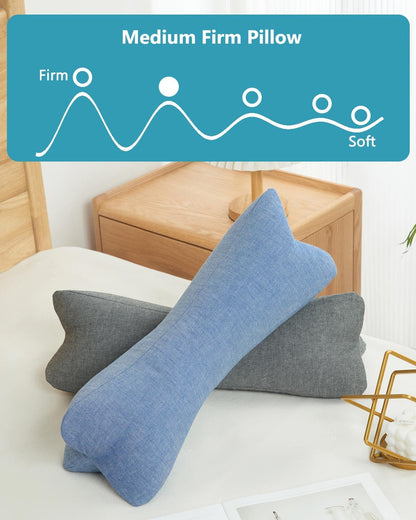 Cervical Buckwheat Roll Pillow for Sleeping,15.7"x5.9" Buckwheat Hulls Pillows Filling, Triangle Pillow for Neck Support Yoga Bolster, Adjustable Fill for Neck Pain Relief,Gray