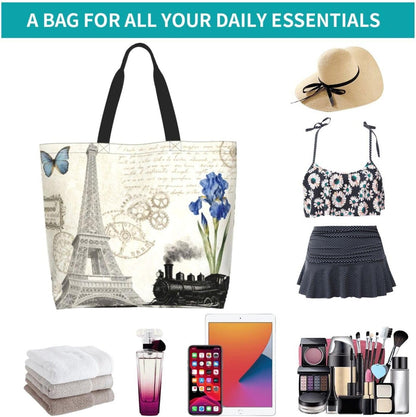 Tote Shoulder Bag Large Durable Reusable Eco-friendly Handbag Lightweight Stylish for Daily Use-19.7x15.7x5.9 Inch - Colors B
