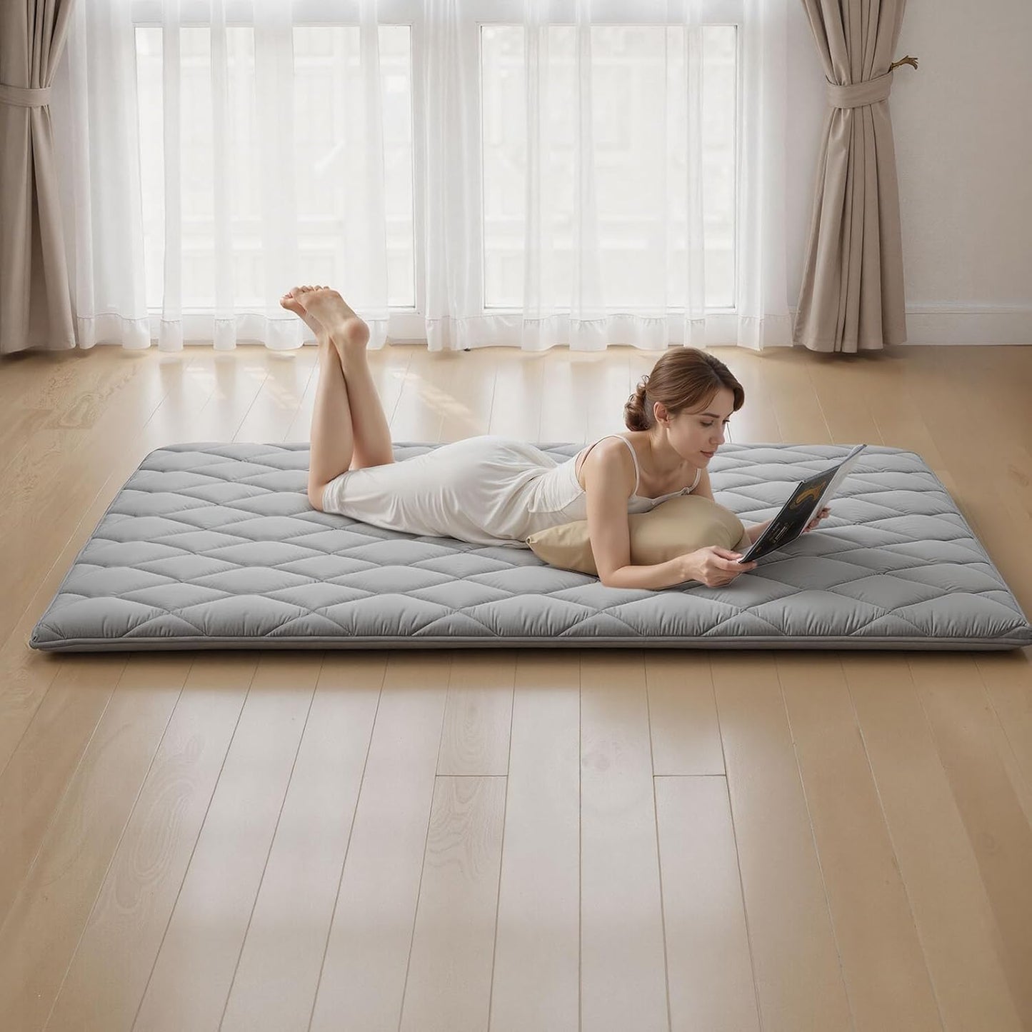 VEVOR Japanese Floor Mattress, Futon Mattress, 100% High Density Comfortable Foam, Foldable Tatami Mat with Storage Bag, Sleeping Pad for Camping Dormitory Yoga