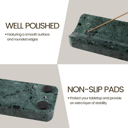 Koville Marble Incense Holder, Incense Holder for Sticks, Incense Sticks Holder Ash Catcher for Meditation Yoga SPA, Natural Stone Incense Burner, Home Table Decor (Green)