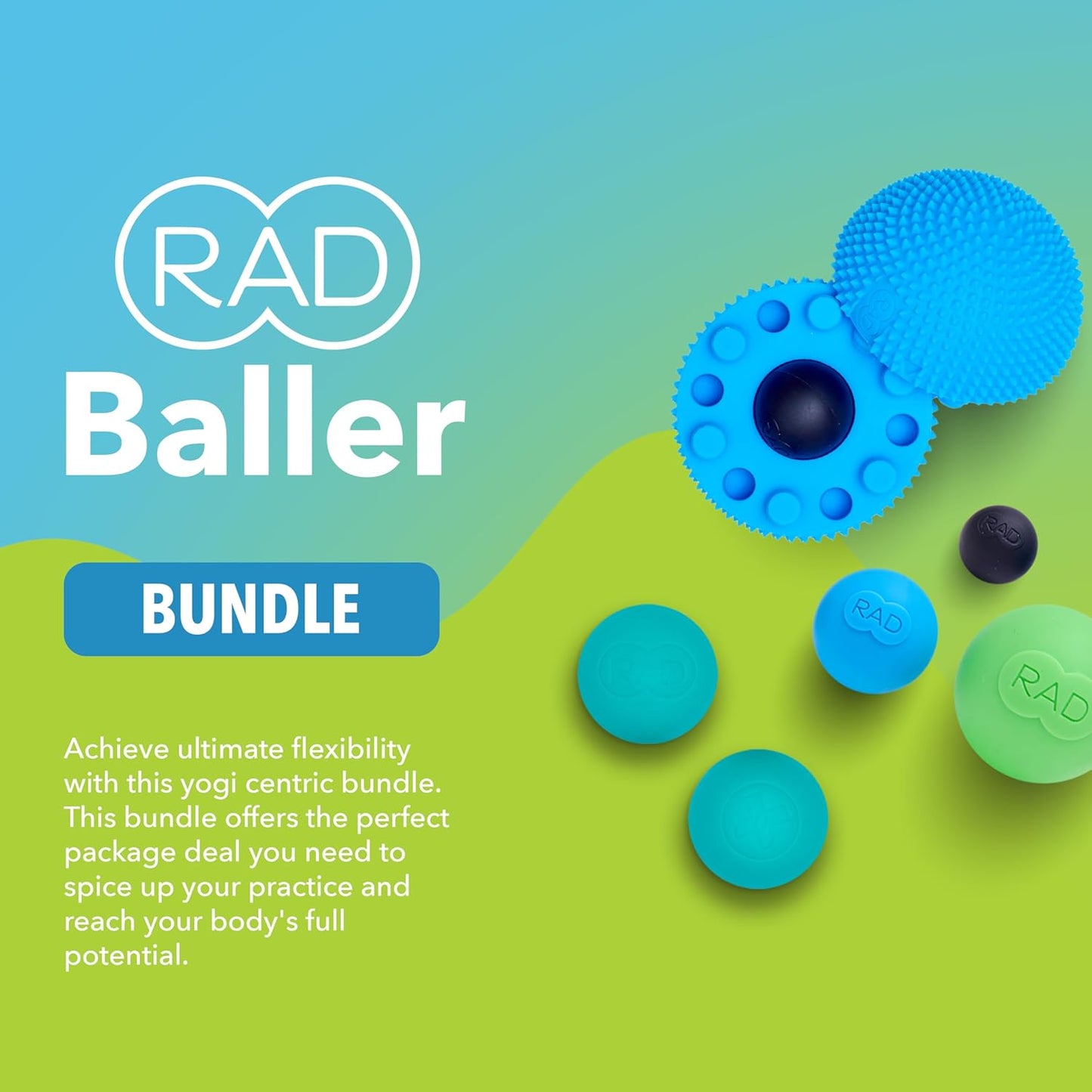 RAD All-in Kit 7-in-1 Foam Roller Set for Whole Body Massage & Myofascial Release with Roller Stick, Yoga Block, Massage Balls Muscle Recovery Tools for Mobility & Flexibility