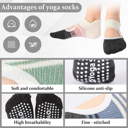 Pilates Socks with Grips for Women,Yoga Socks, Non-Slip Yoga Sock with Toe Separators, Pilates Non Slip Sock