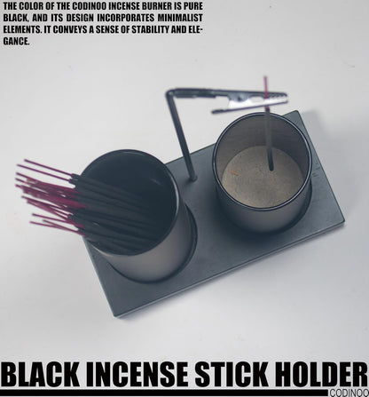2 in 1 Incense Holder for Sticks Incense Burner Holder with Storage,Glass Upside Down Incense Holder for Sticks with Glass Ash Catcher for Meditation Yoga Spa Room Home Decor[Black]
