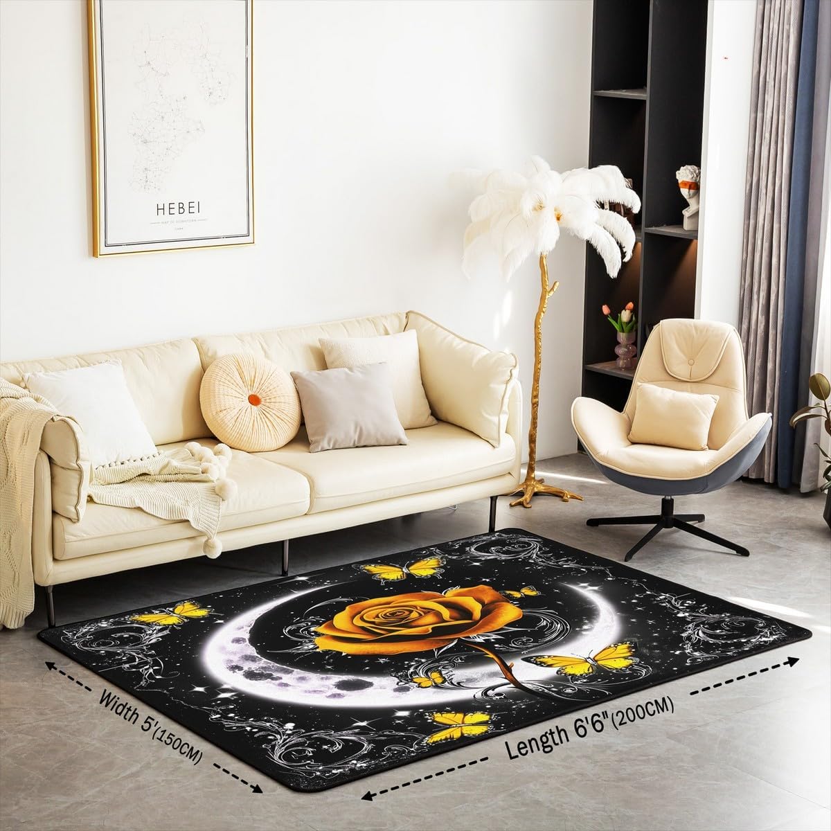 Feelyou Floral Rose Indoor Floor Mat Set,Romantic Blue Rose Rugs for Living Room Bedroom Area Rug 3x5,Boys Girls,Botanical Flower Rose Accent Rug Doormats Floor Mat for All Season