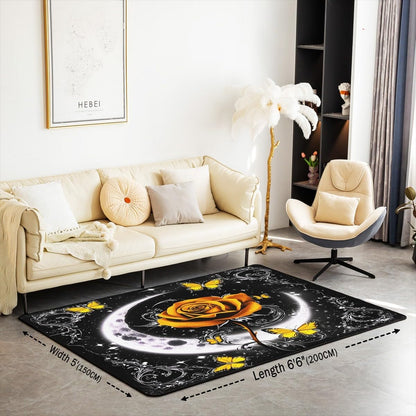 Feelyou Floral Rose Indoor Floor Mat Set,Romantic Blue Rose Rugs for Living Room Bedroom Area Rug 3x5,Boys Girls,Botanical Flower Rose Accent Rug Doormats Floor Mat for All Season