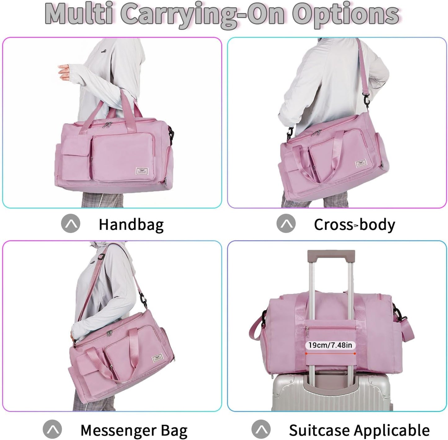 FIORETTO Women's Gym Duffle Bag with Shoes Compartment, 30L Capacity, Ideal for Travel, Gym, Sports, Duffel, Weekender